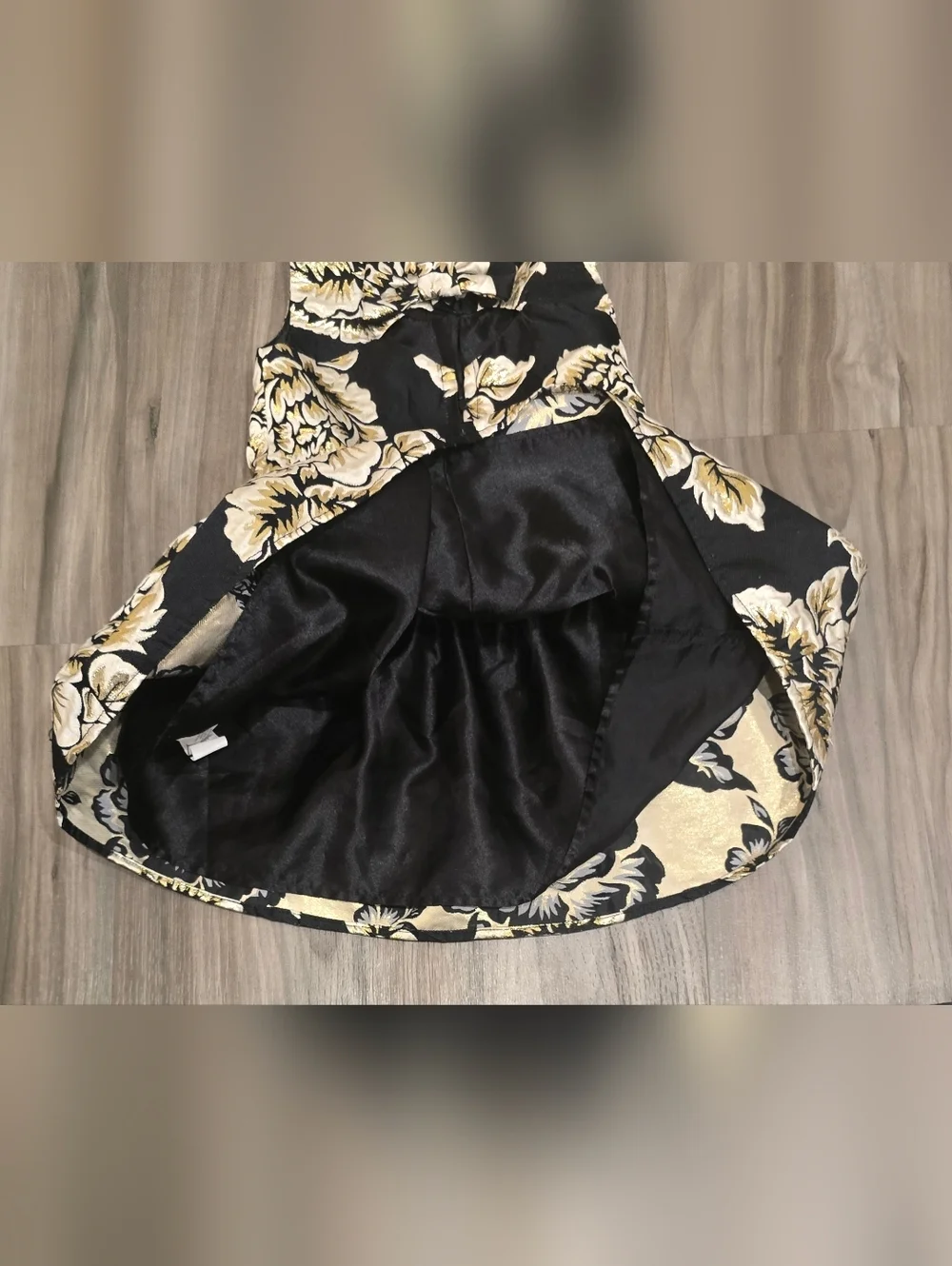 The Children’s Place Girls Gold Black Jacquard Floral Dress Sz 3T Holiday Formal